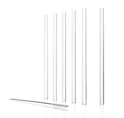 6 Glas-Trinkhalme & Bürste | | Klar - 15 cm Glas Strohhalme|Trinkhalme