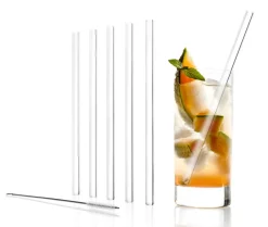 Sale 6 Glas-Trinkhalme & Bürste | | Klar - 20 cm Glas Strohhalme|Trinkhalme