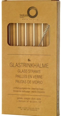 Sale 6 Glas-Trinkhalme & Bürste | | Klar - 20 cm Glas Strohhalme|Trinkhalme
