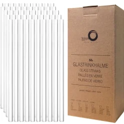 Outlet 50 Glas-Trinkhalme | | Klar - 23 cm Glas Strohhalme|Trinkhalme