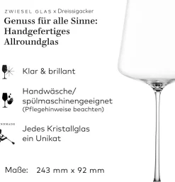 Discount Allroundglas x Dreissigacker | 560 ml (6 Stk) Handgefertigte Weingläser|Rotweingläser