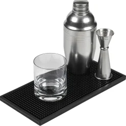 New Barmatte Gummi stabil | Schwarz - 30x15 cm Gläsermatten|Barmatten