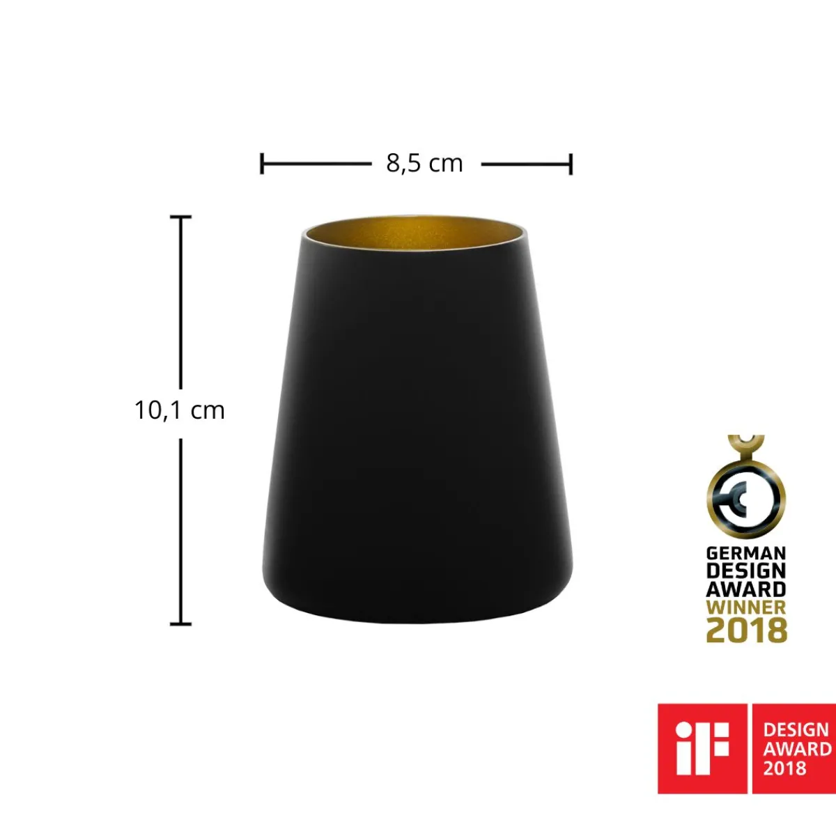 New Becher Schwarz-Gold | Elements Power - (6 Stk) Farbige Wassergläser|Tumbler / Old Fashioned Gläser