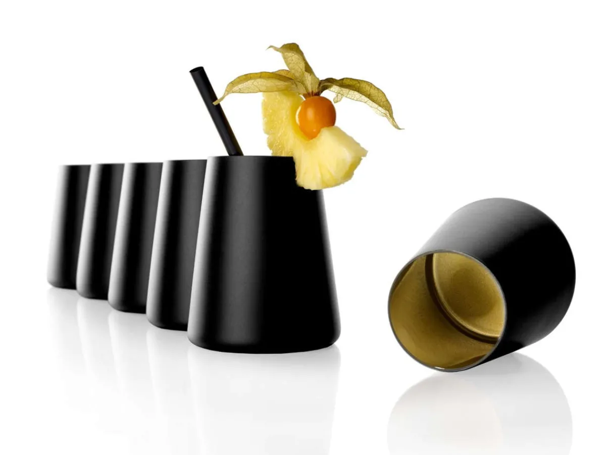 New Becher Schwarz-Gold | Elements Power - (6 Stk) Farbige Wassergläser|Tumbler / Old Fashioned Gläser