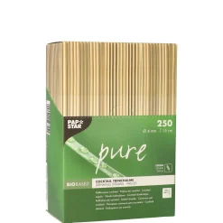 Sale Bio Cocktail-Strohhalm aus Stroh | Ø 4 mm x 15 cm - Papstar Pure (250 Stk) Stroh Trinkhalme|Trinkhalme