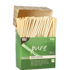 Sale Bio Cocktail-Strohhalm aus Stroh | Ø 4 mm x 15 cm - Papstar Pure (250 Stk) Stroh Trinkhalme|Trinkhalme