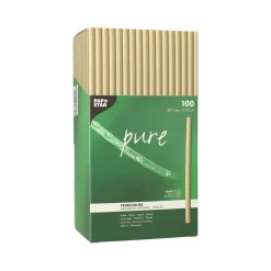 Bio-Strohhalm aus Schilf | Ø 7 mm x 20 cm - Papstar Pure (100 Stk) Schilf Strohhalme|Trinkhalme