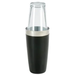 Outlet Boston Shaker Vinyl mit Glas | Schwarz Cocktailshaker