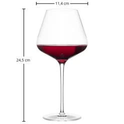 Burgunderglas | Q1 - | 650 ml (6 Stk) Kristallgläser|Handgefertigte Weingläser