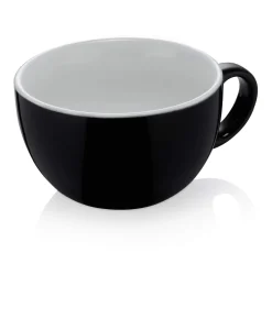 Discount Caffé Latte Tasse - Italia Black | Schwarz - 350 ml (6 Stk) Heißgetränke