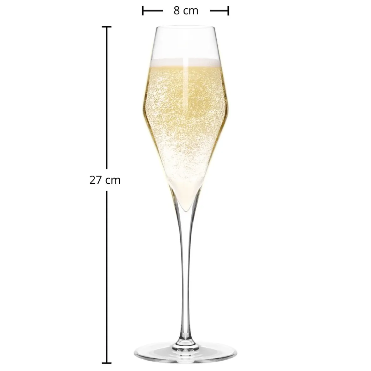 Champagnerglas | Q1 - | 300 ml (6 Stk) Kristallgläser|Handgefertigte Weingläser