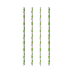 Clearance Cocktail Papierstrohhalm | Grüne Punkte - Ø 6 mm x 20 cm - Papstar Pure (100 Stk) Papier Strohhalme|Trinkhalme