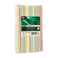 Clearance Cocktail Papierstrohhalm "Zig-Zag" | Ø 6 mm x 20 cm - Papstar Pure (100 Stk) Papier Strohhalme|Trinkhalme