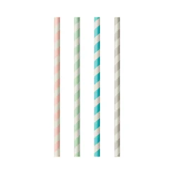 Outlet Cocktail Papierstrohhalm "Stripes" | Ø 6 mm x 20 cm - Papstar Pure (100 Stk) Papier Strohhalme|Trinkhalme