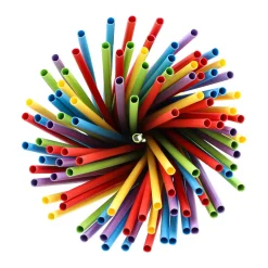 Hot Cocktail Papierstrohhalm | Bunt - Ø 6 mm x 20 cm - Papstar Pure (100 Stk) Papier Strohhalme|Trinkhalme