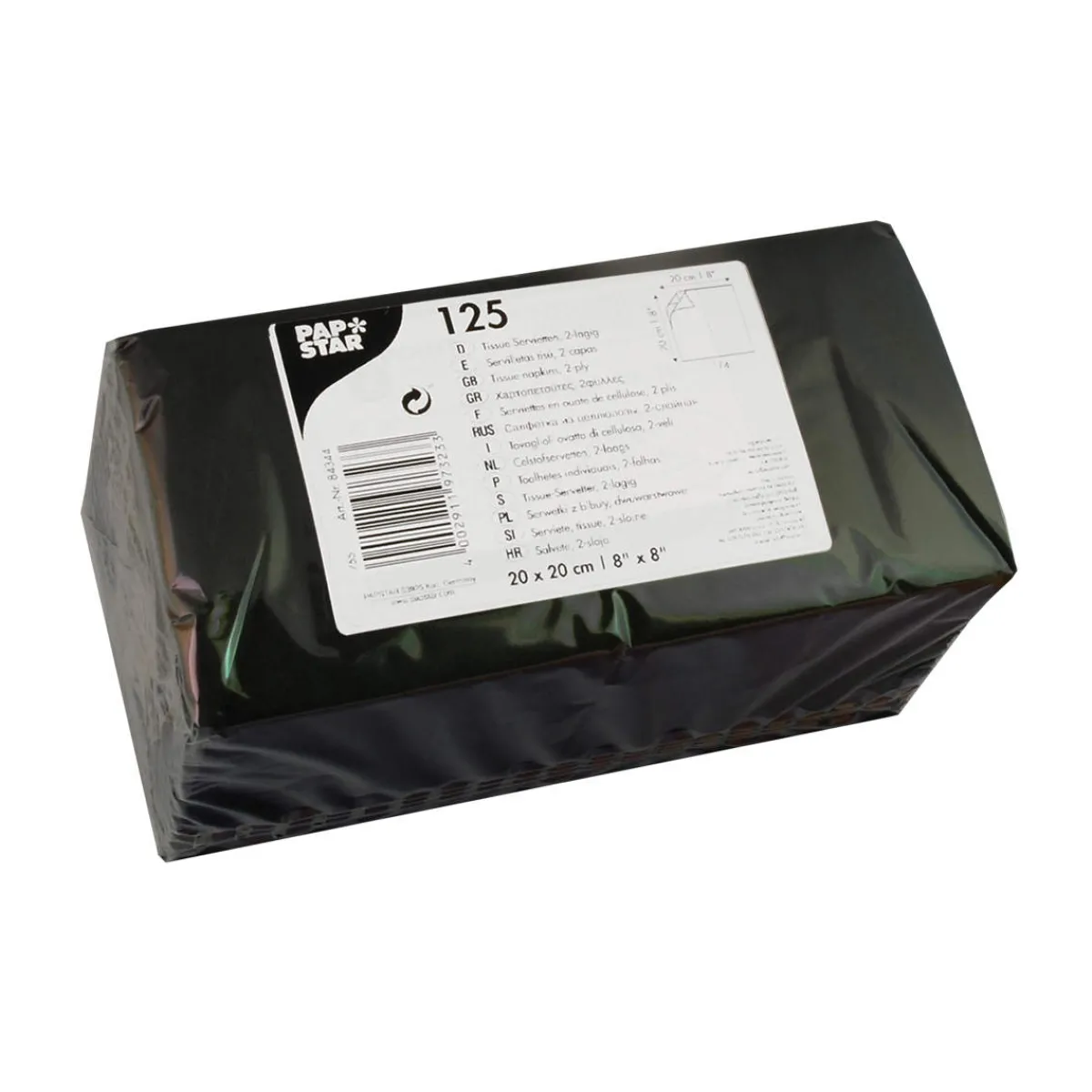 Best Cocktail-Serviette 20x20 cm | Schwarz – ¼ Falz – 2-lagig (125 Stk) Servietten