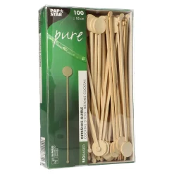 Getränke-Quirle "Coin" | Bambus - 18 cm - Papstar Pure (100 Stk) Rührstäbchen