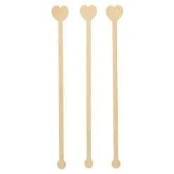 Getränke-Quirle "Heart" | Bambus - 20 cm - Papstar Pure (100 Stk) Rührstäbchen