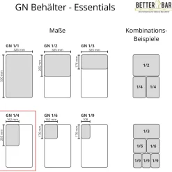Outlet GN 1/4 Behälter - Edelstahl - GN Essentials | 10 cm Gastronomiebehälter (Gn)