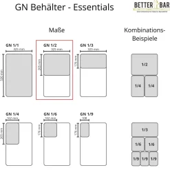 Best GN 1/2 Behälter - Edelstahl - GN Essentials | 6,5 cm Gastronomiebehälter (Gn)