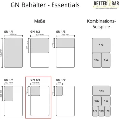 Best GN 1/6 Behälter - Edelstahl - GN Essentials | 15 cm Gastronomiebehälter (Gn)