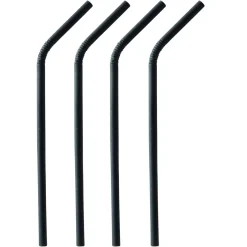 Outlet Papierstrohhalm biegbar | Schwarz - Ø 6 mm x 22 cm - Papstar Pure (100 Stk) Papier Strohhalme|Trinkhalme