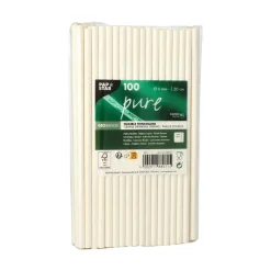 Best Papierstrohhalm biegbar | Weiß - Ø 6 mm x 22 cm - Papstar Pure (100 Stk) Papier Strohhalme|Trinkhalme