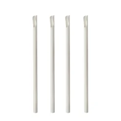 Clearance Papierstrohhalme mit Löffel | Weiß - Ø 8 mm x 20 cm - Papstar Pure (100 Stk) Papier Strohhalme|Trinkhalme