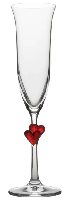 Clearance Sektglas L'amour - rote Herzen | | 2 Stück Sektgläser