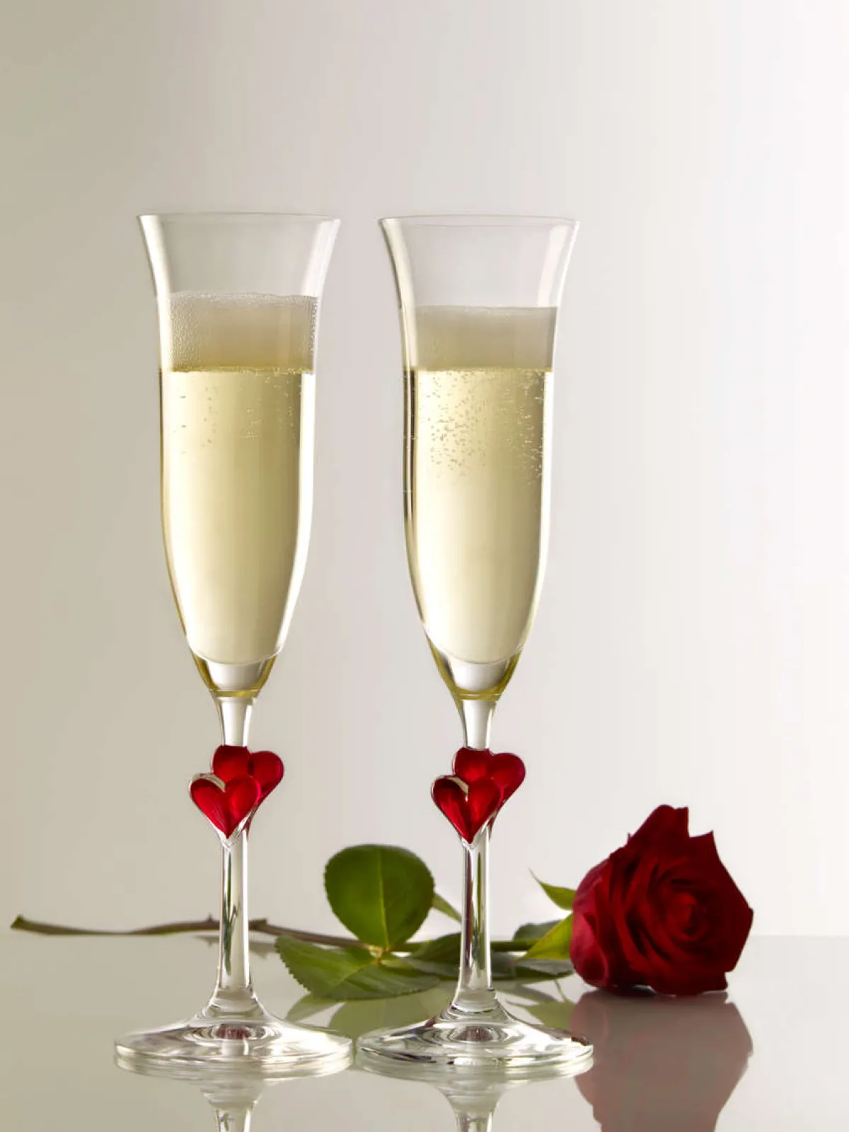 Clearance Sektglas L'amour - rote Herzen | | 2 Stück Sektgläser