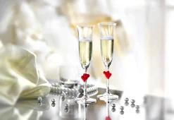 Clearance Sektglas L'amour - rote Herzen | | 2 Stück Sektgläser