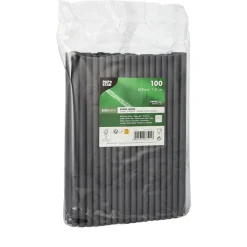 Clearance Shake Papier-Trinkhalm | Schwarz - Ø 8 mm x 21 cm - Papstar Pure (100 Stk) Papier Strohhalme|Trinkhalme