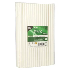 Online Shake Papier-Trinkhalm | Weiß - Ø 8 mm x 25 cm - Papstar Pure (100 Stk) Papier Strohhalme|Trinkhalme