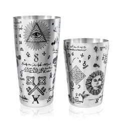 Discount Tin-in-Tin Cocktail Shaker - Kenko Tattoo | Alchemy verziert Cocktailshaker