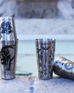 Discount Tin-in-Tin Cocktail Shaker - Kenko Tattoo | Alchemy verziert Cocktailshaker