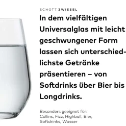 Wassergläser groß | Vina - | 550 ml (6 Stk) Klare Wassergläser