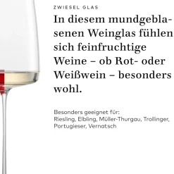 New Weinglas Leicht & Frisch | Vivami - | 380 ml (6 Stk) Kristallgläser|Handgefertigte Weingläser