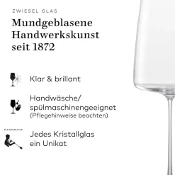New Weinglas Leicht & Frisch | Vivami - | 380 ml (6 Stk) Kristallgläser|Handgefertigte Weingläser